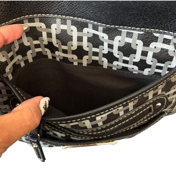 Rosetti Black/Gray Geometric Chain-Link Crossbody Purse - Picture 3 of 9